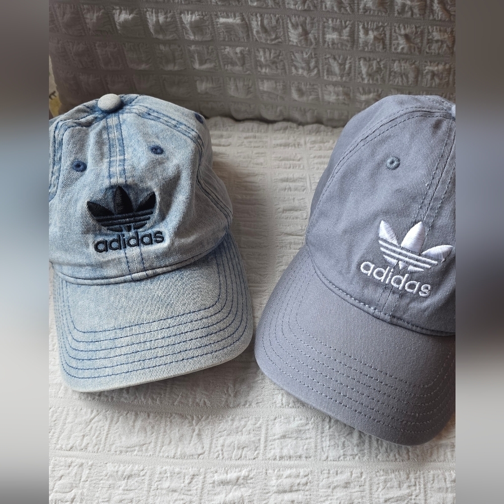 Adidas Denim and Gray Caps